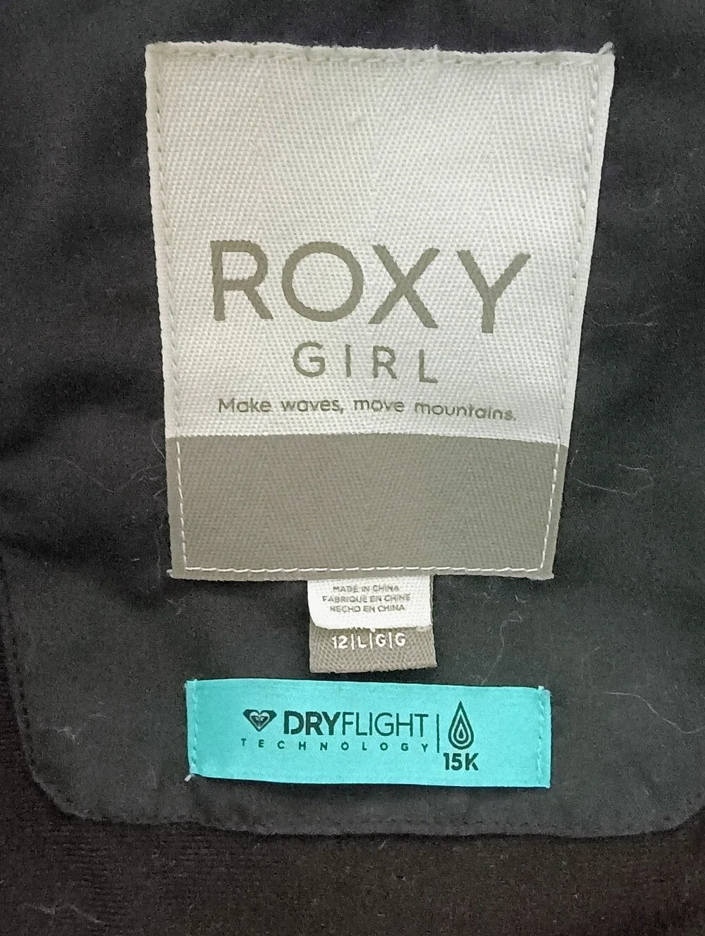 Roxy Girl DryFlight Insulated Ski Snowboard Jacket Size 12 / Large Black Mint